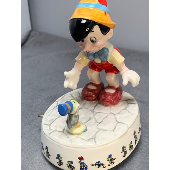 Pinocchio & Jiminy Cricket Musical Figurine Vintage Schmid Porcelain Collectible - Picture 2 of 10